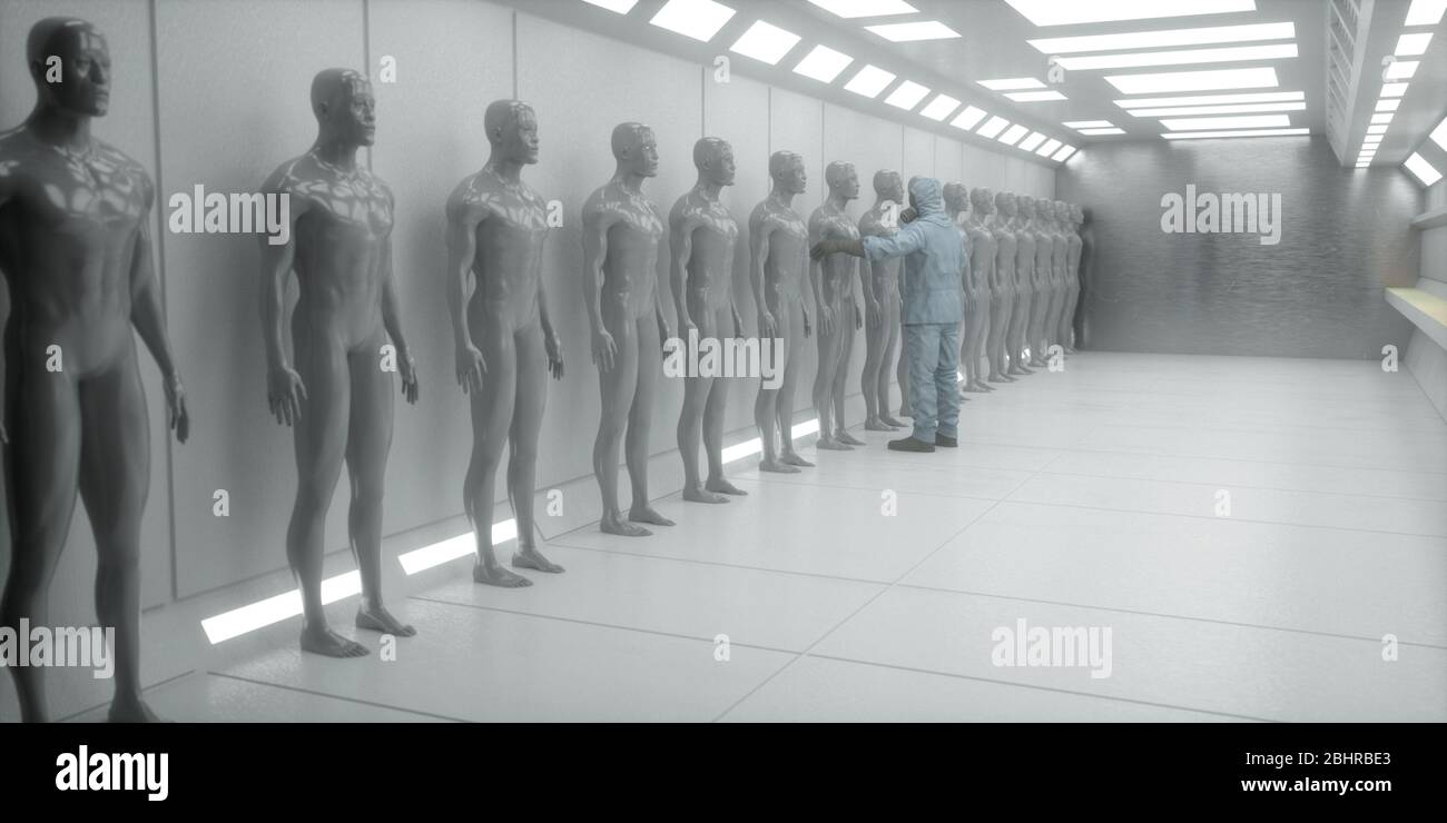 3D-Render. Klonen von humanoiden Figuren Stockfoto