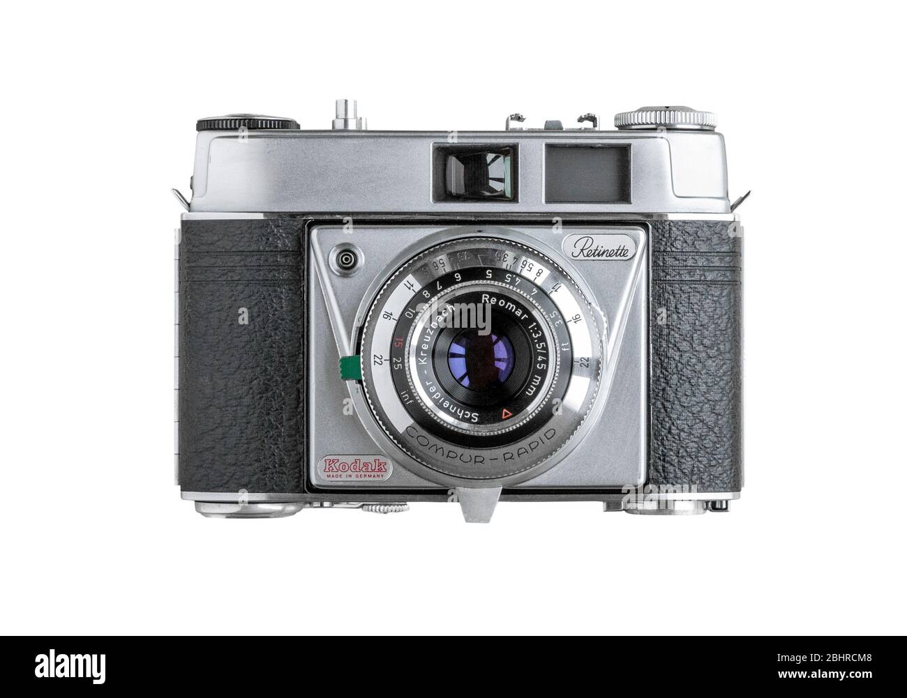 Vilnius, Litauen - 12. April 2020: Kodak Retinette Vintage 50er Jahre 35mm Filmkamera isoliert auf weißem Hintergrund Stockfoto