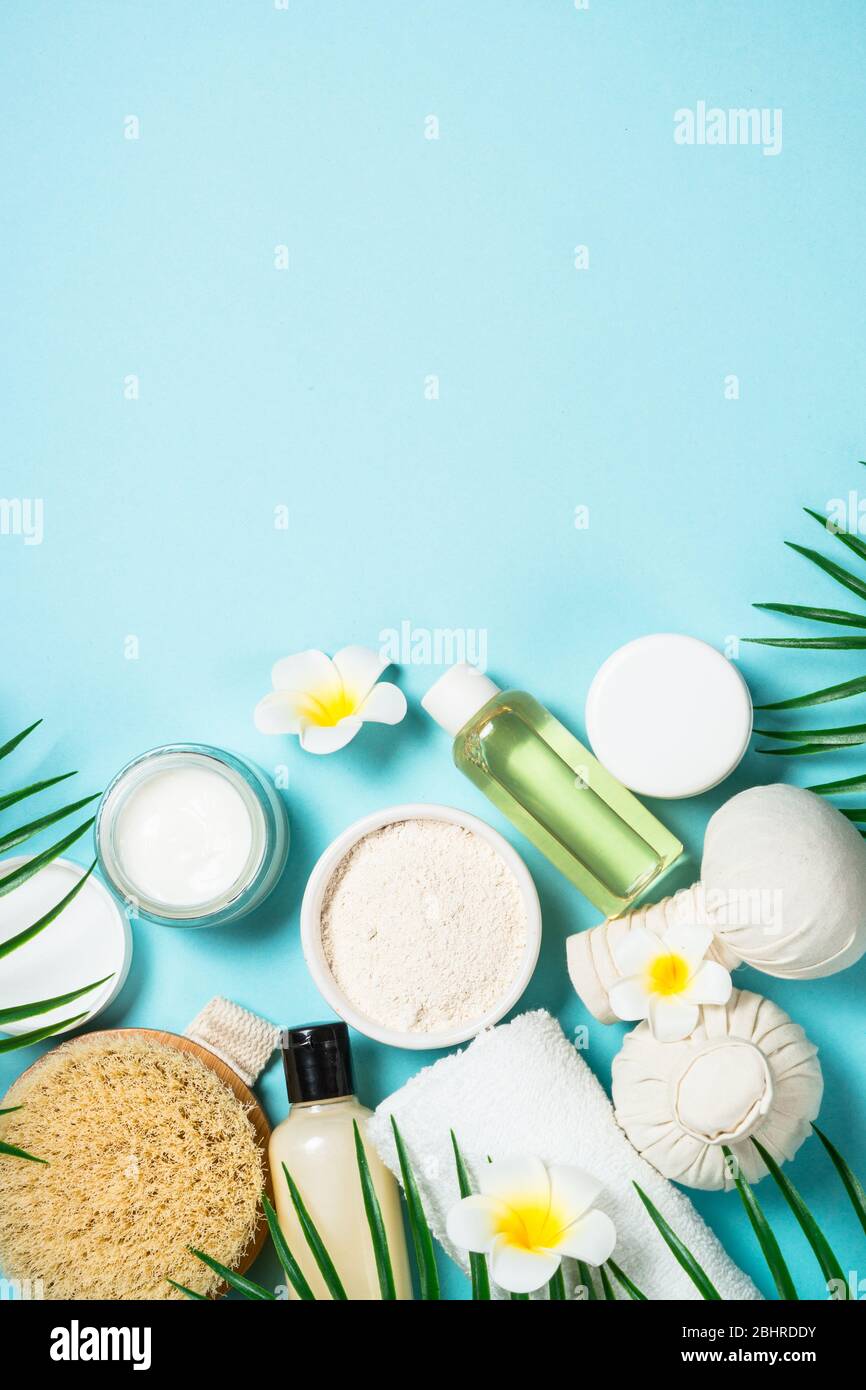 Spa-Behandlung der Hintergrund war blau. Stockfoto