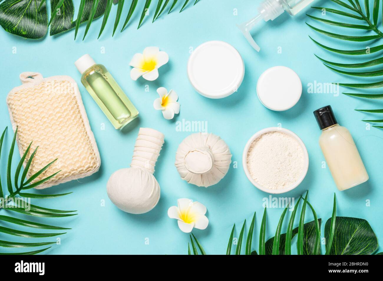 Spa-Behandlung der Hintergrund war blau. Stockfoto