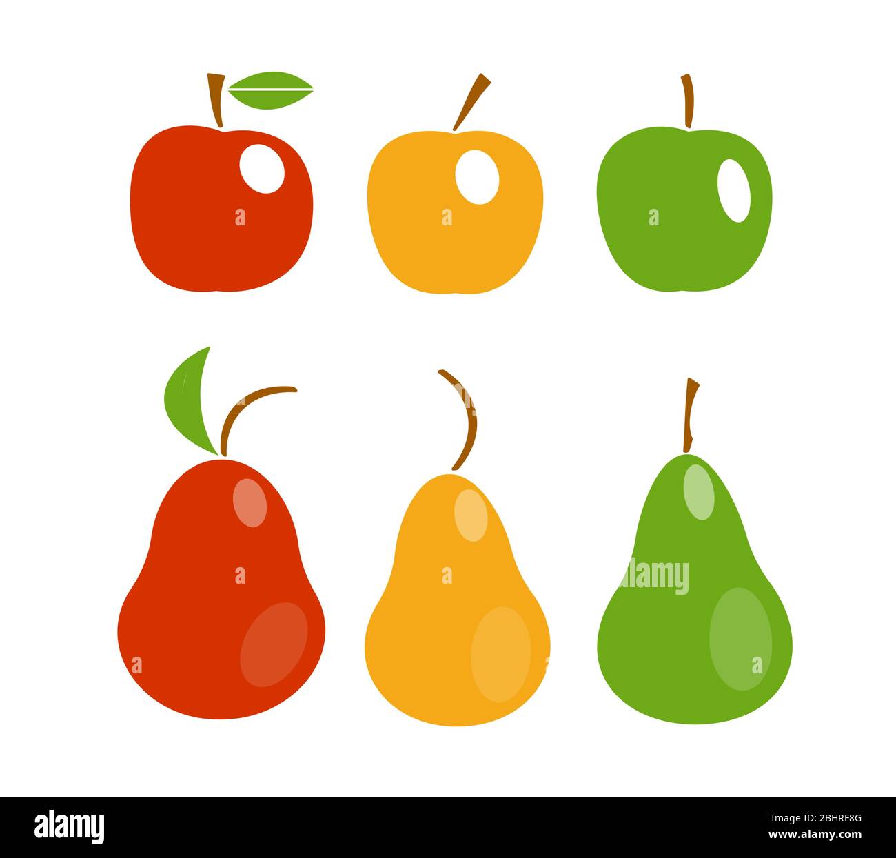 Äpfel und Birnen Zeichentrickset Stock Vektor