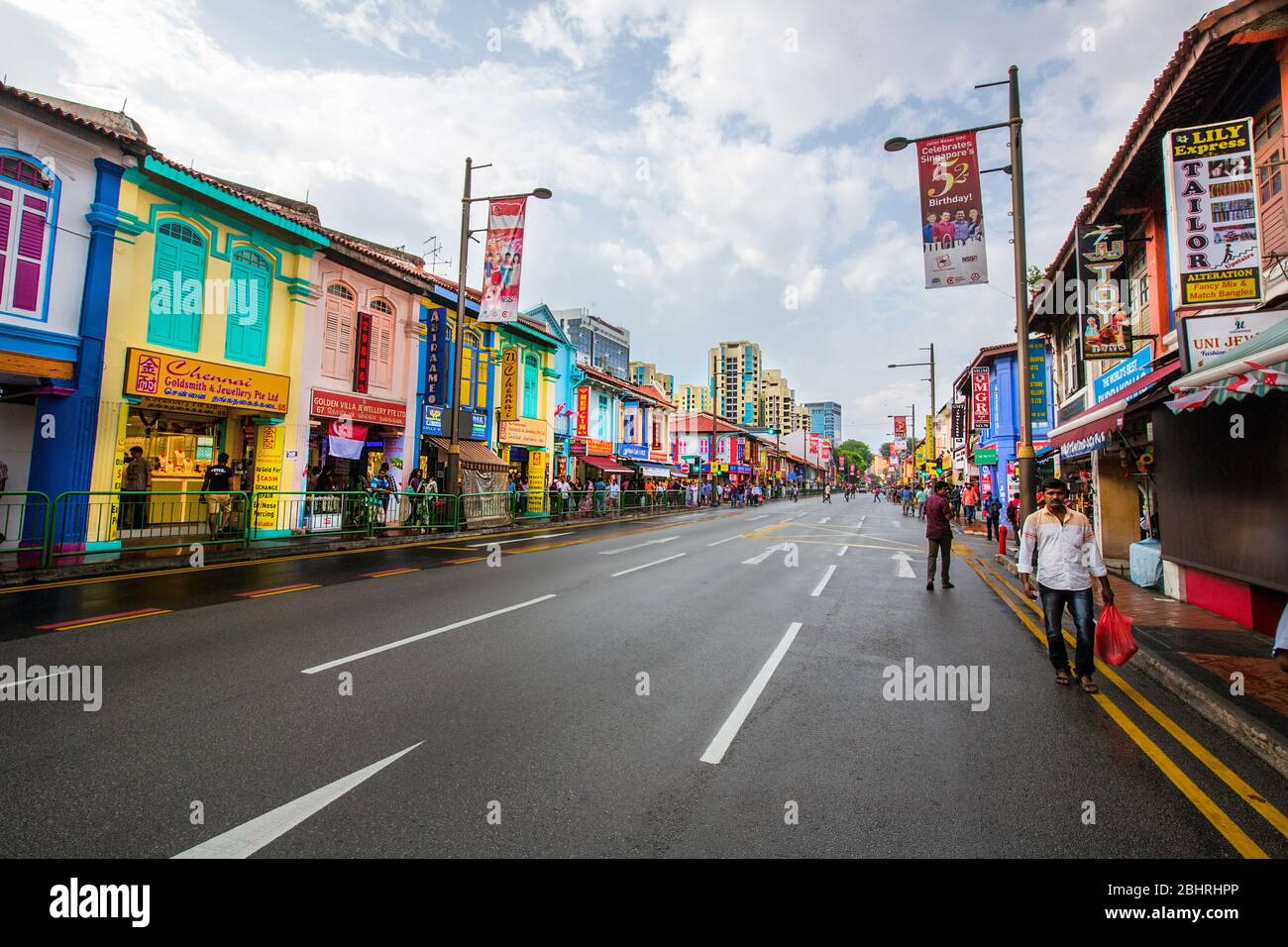 Wanderarbeiter in Little india Street singapur, singapur, Little india singapur, buntes kleines indien, indische Migranten singapur, Wandgemälde Stockfoto