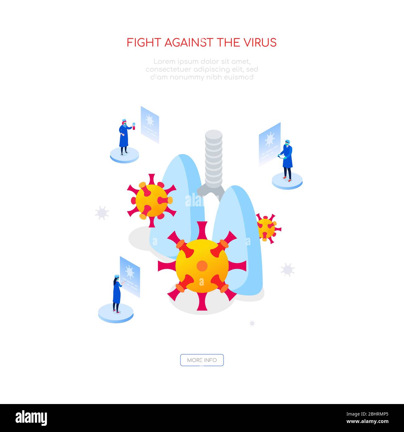 Kampf gegen Covid-19 Virus - bunte isometrische Web-Banner Stock Vektor