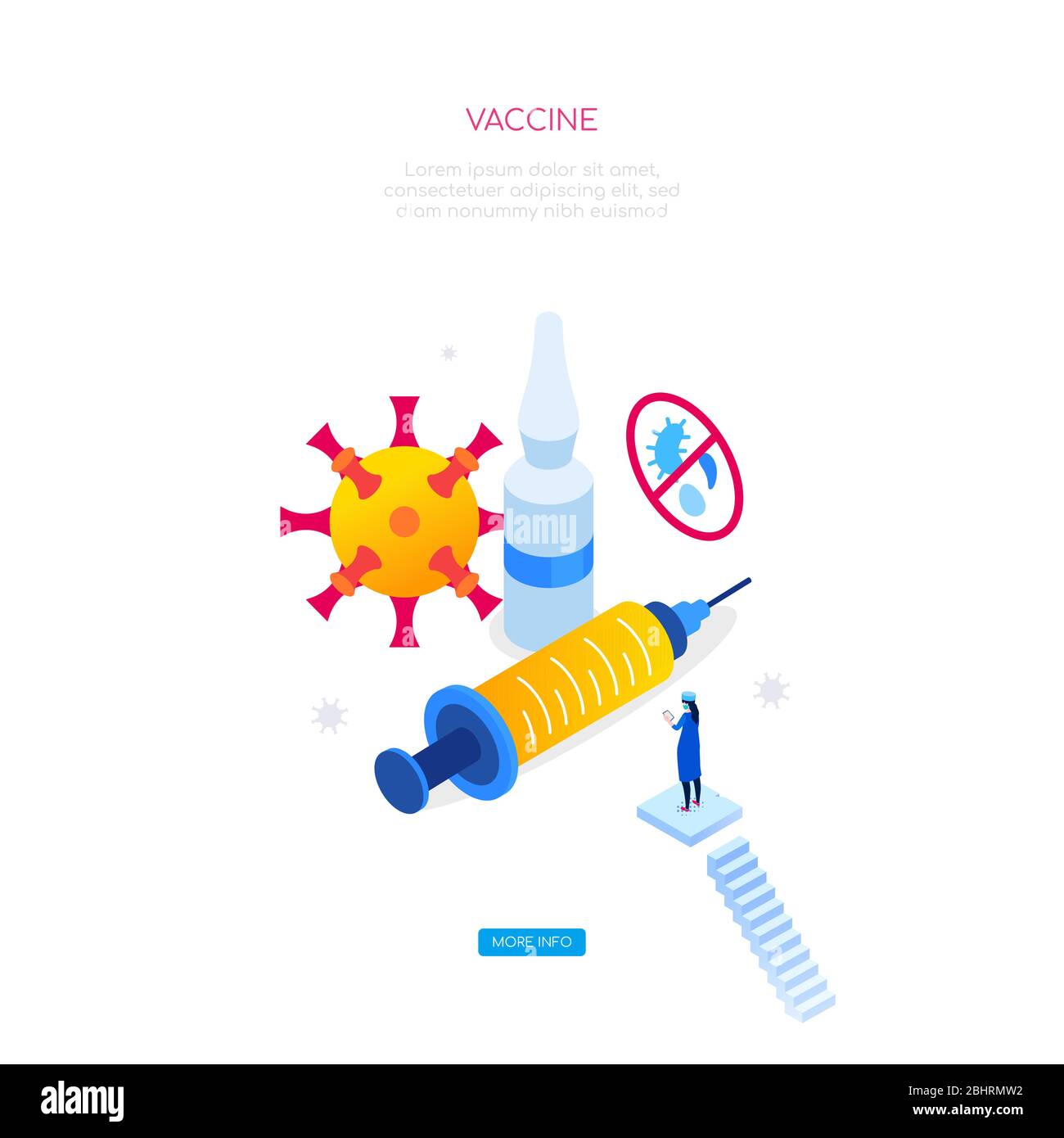Impfstoff gegen Viren - modernes buntes isometrisches Webbanner Stock Vektor
