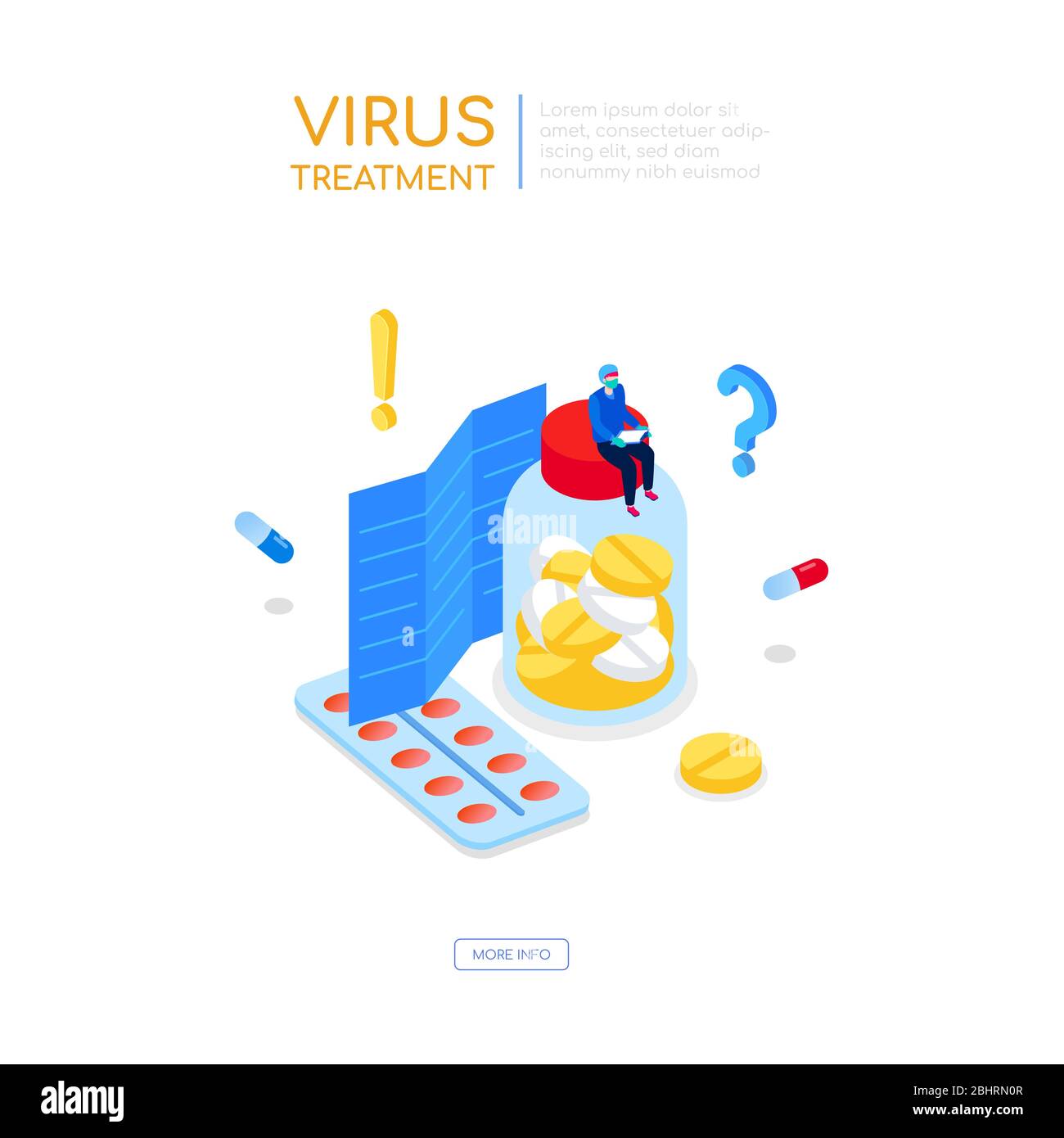 Virus Behandlung - moderne bunte isometrische Web-Banner Stock Vektor