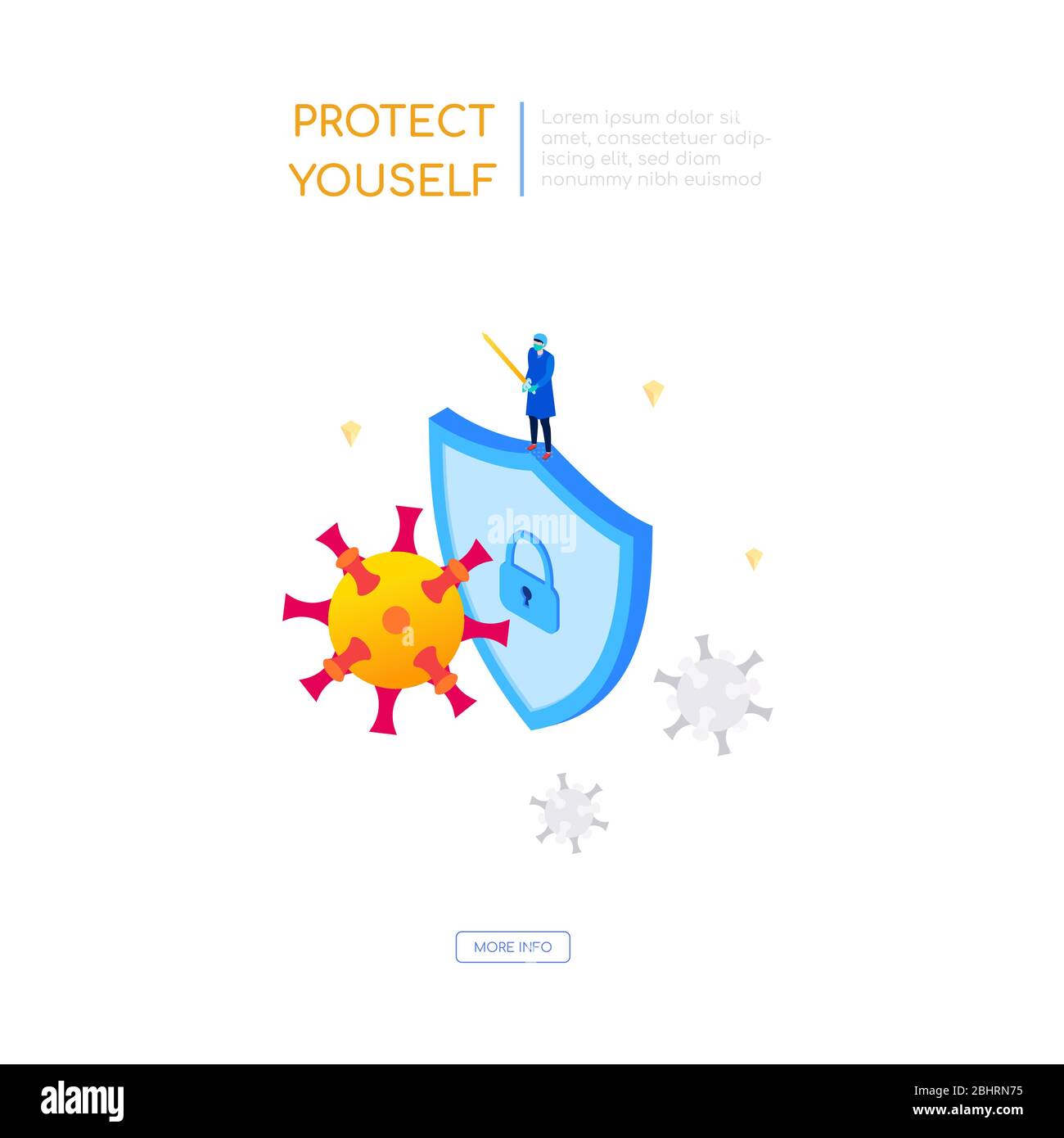 Schützen Sie sich vor Viren - bunte isometrische Web-Banner Stock Vektor