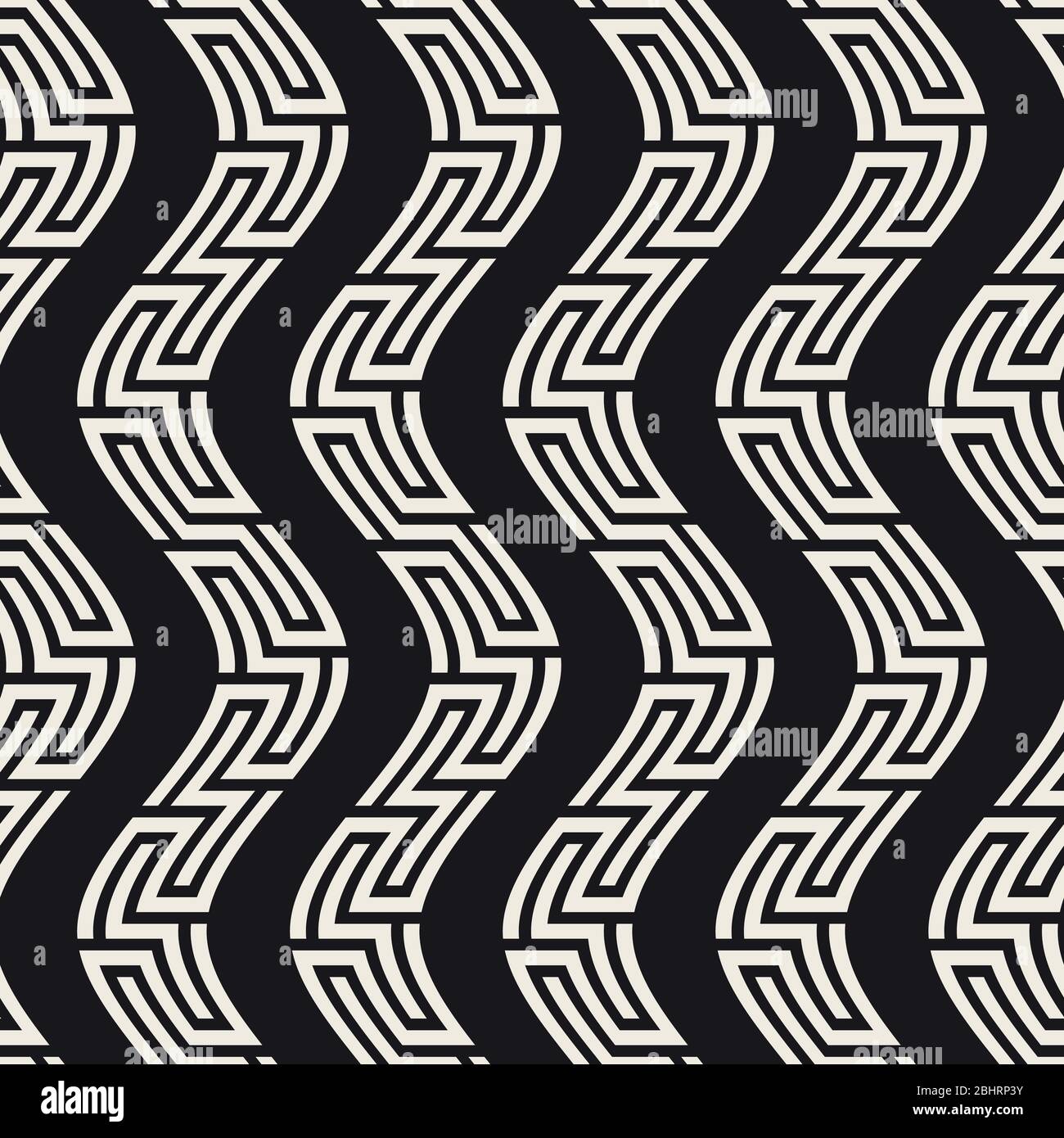 Vektor-Nahtloses Muster. Moderne, stilvolle abstrakte Textur. Sich wiederholende geometrische gewellte Ornamentlinien. Stock Vektor
