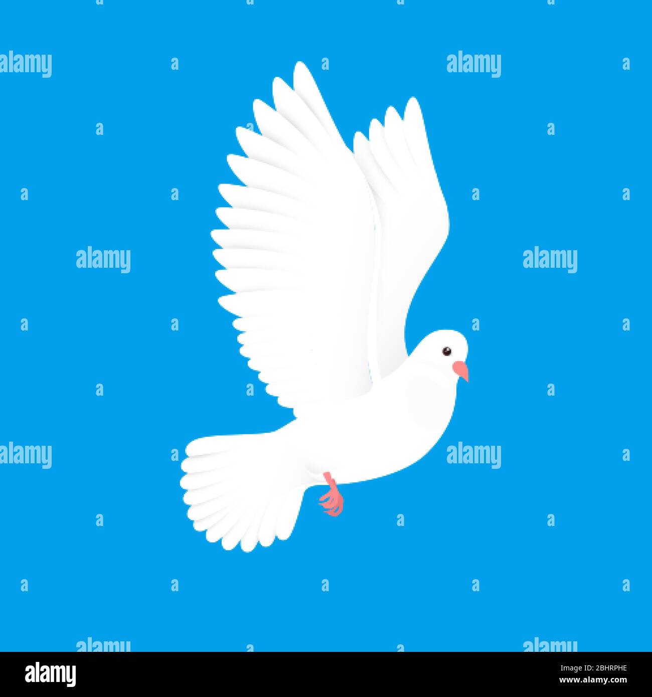 Weiße Taube. Freier Vogel am Himmel. Papiertaube fliegende Silhouette. Vektorgrafik Stock Vektor