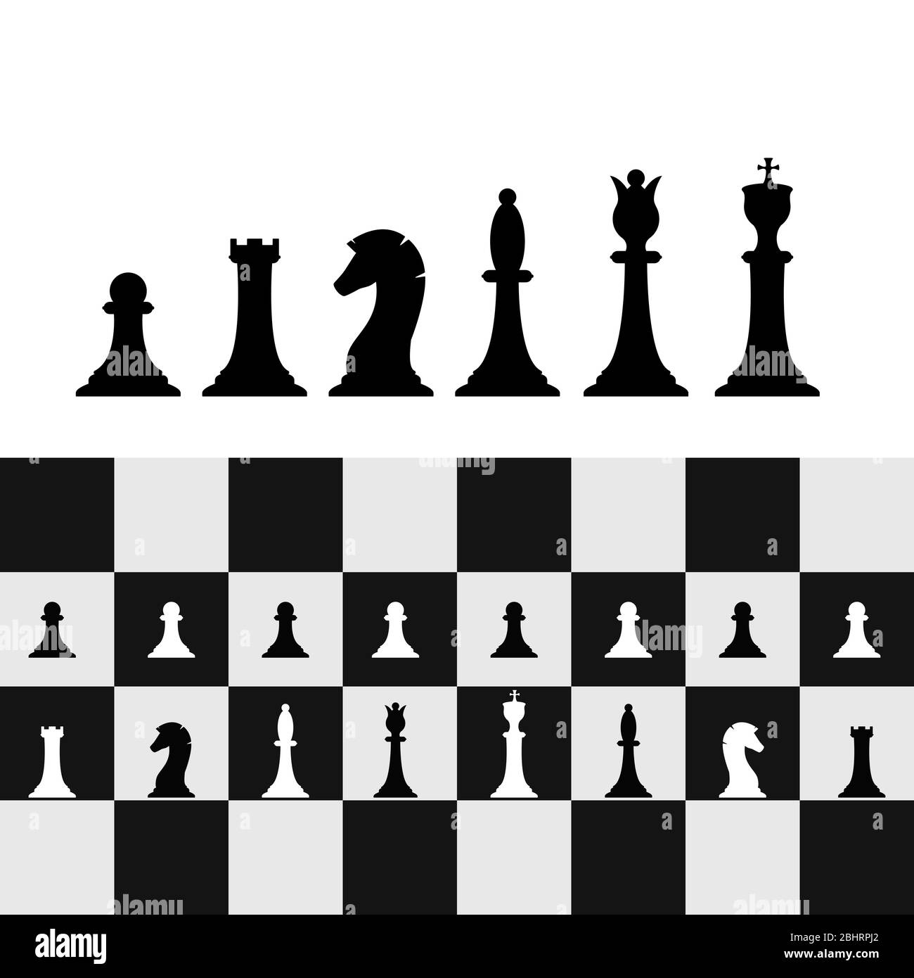 Set von Schachfiguren auf dem Schachbrett. Schachstrategie und Taktik. Vektorgrafik Stock Vektor