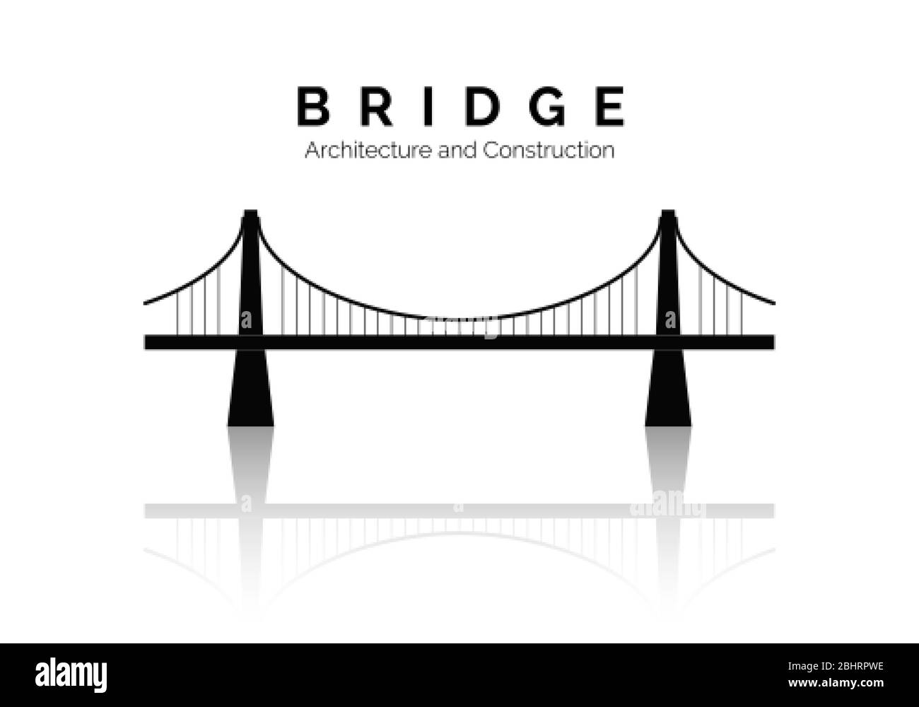 Bridge-Symbol. Brückenarchitektur und Konstruktionen. Moderne Gebäudeanbindung. Vektorgrafik Stock Vektor