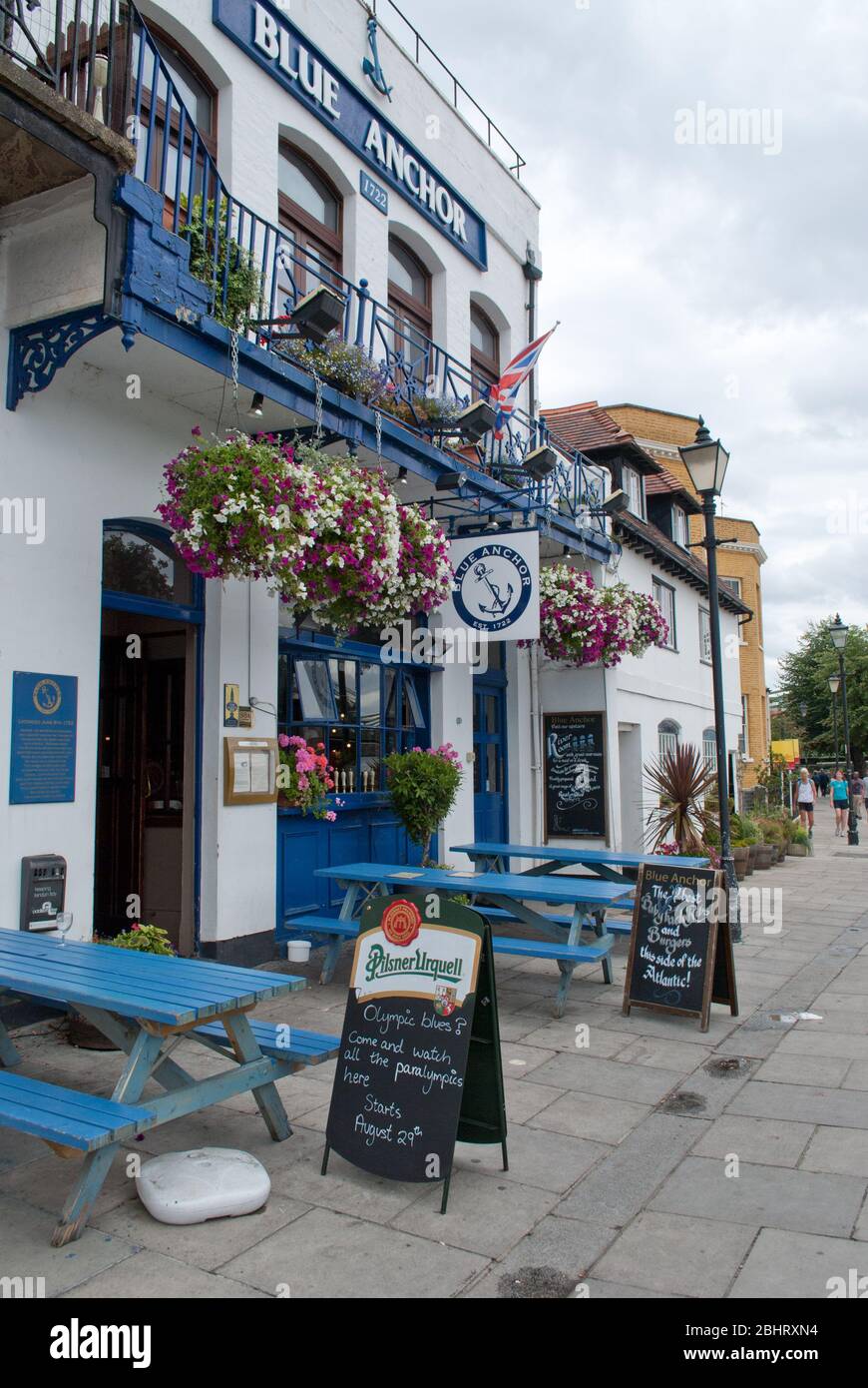 The Blue Anchor Pub, 13 Lower Mall, Hammersmith, London W6 9DJ Stockfoto