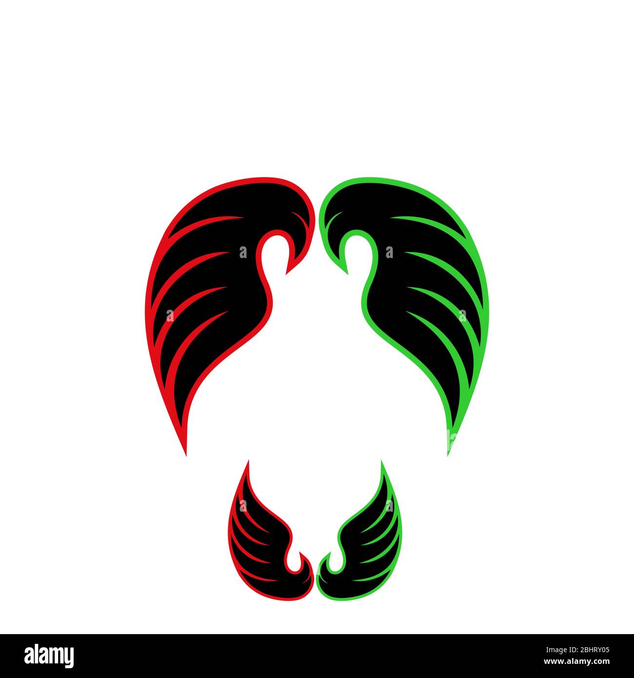 Doppel Vogel-Logo, abstrakte Flügel Grafik-Logo-Vorlage, isoliert auf weißem Hintergrund. Stock Vektor