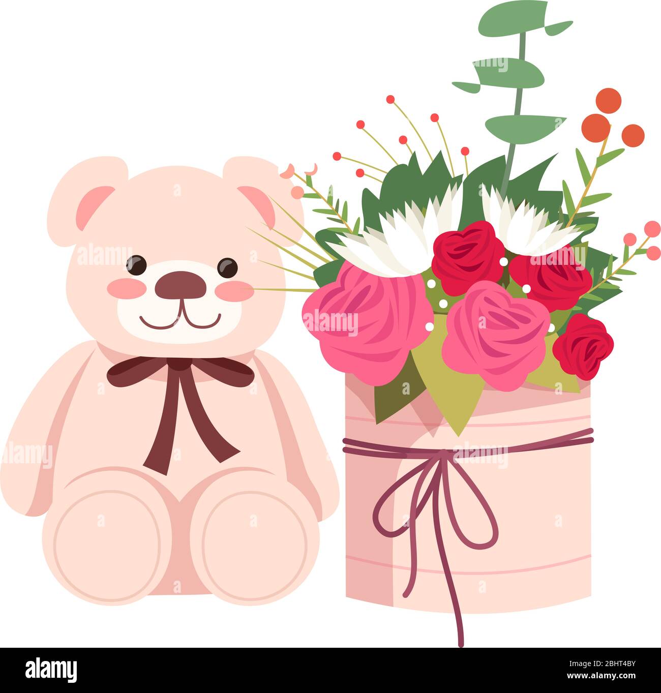 Romantische Geschenke halb flach RGB-Farbe Vektor-Illustration Stock Vektor