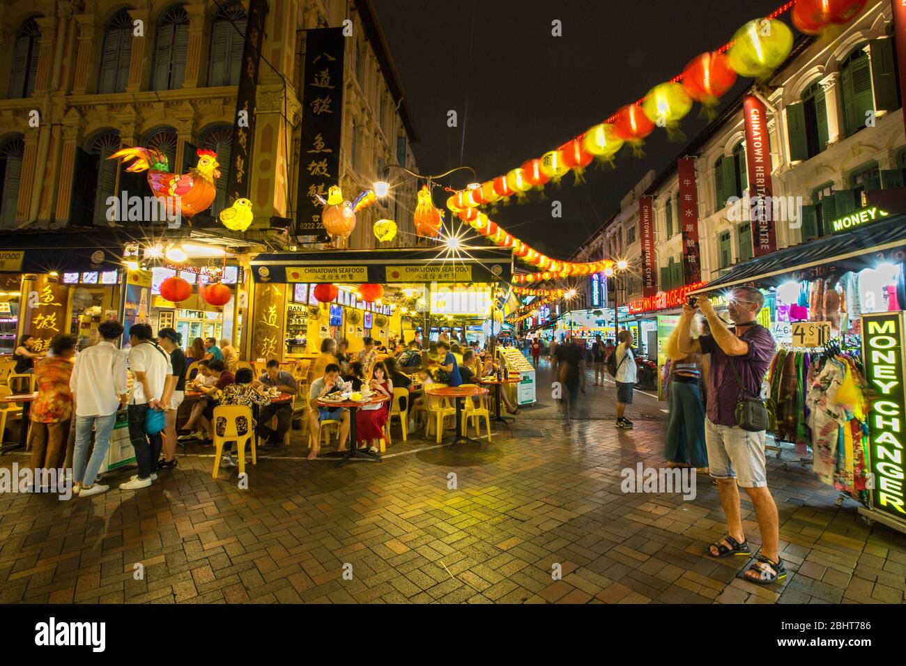 Chinatown Labyrinth von engen Straßen gehören Chinatown essen Street mit ihren Restaurants, Chinatown Singapur Stockfoto