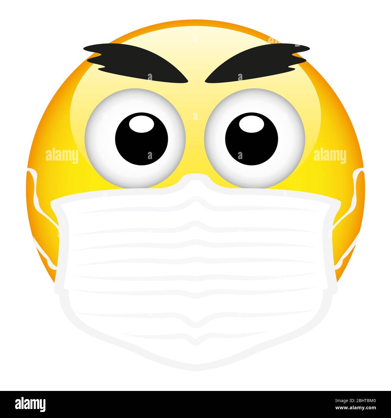 Gelbe Emoji trägt eine chirurgische Maske, Emoticon medizinische Maske, Vektor, Illustration, eps Datei Stock Vektor