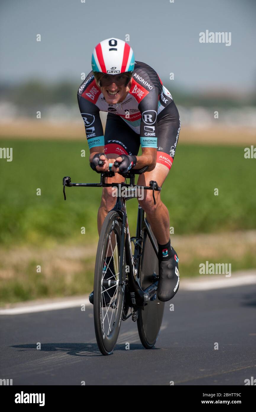 10.07.2013 Mont-Saint-Michel, Frankreich. Andy Schleck. Einzelzeitfahren, Etappe 11 der Tour De France Avranches nach Mont-Saint-Michel. Stockfoto