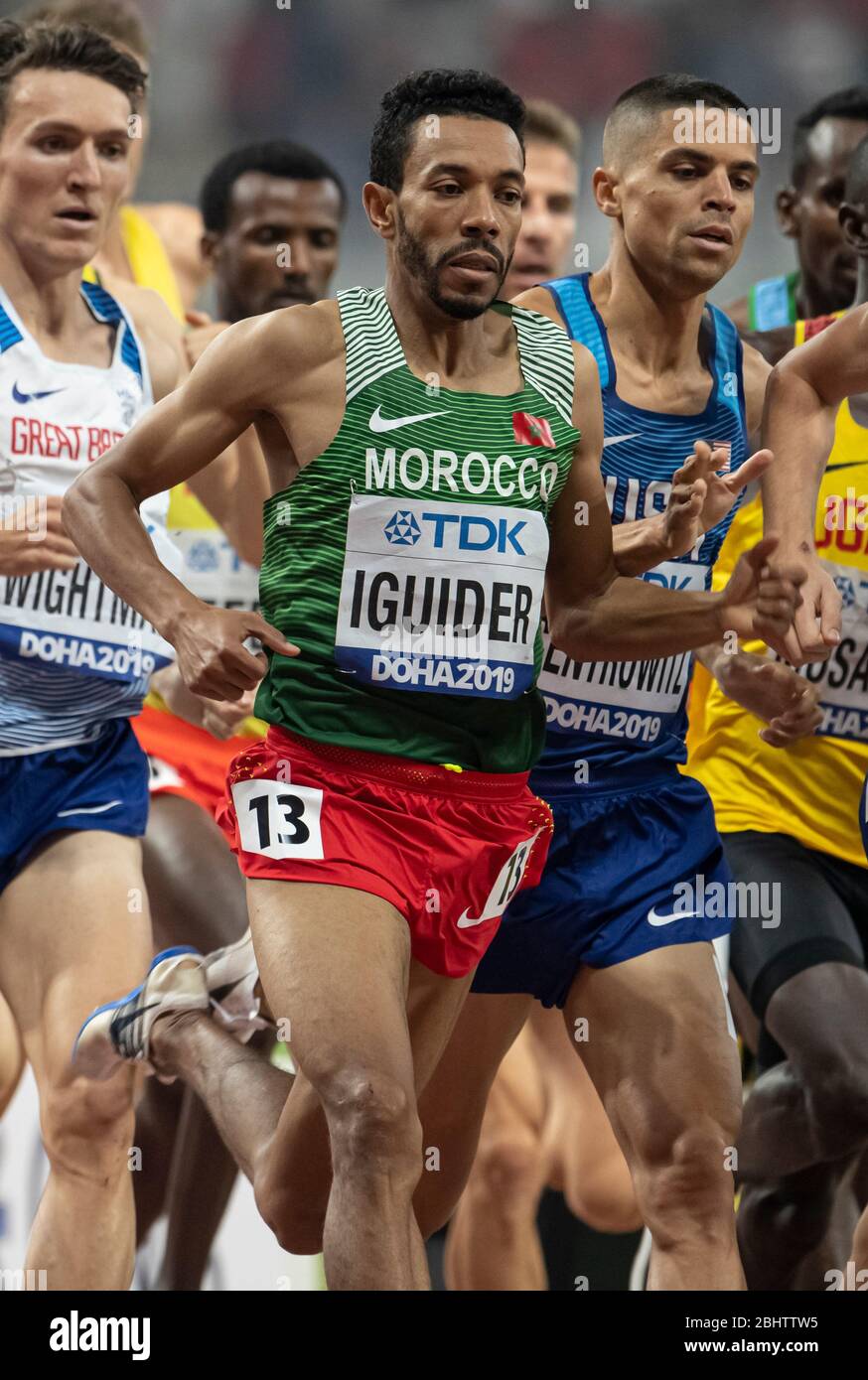 DOHA - KATAR Okt 4: Abdelaati Iguider (MAR) im 1500 m Halbfinale am 8. Tag der 17. IAAF Leichtathletik-Weltmeisterschaften 2019, Kalifa Int. Stockfoto