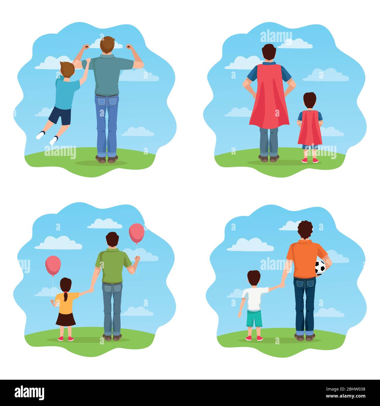 Vatertagskarte mit daddies und Kinder Zeichen Stock Vektor