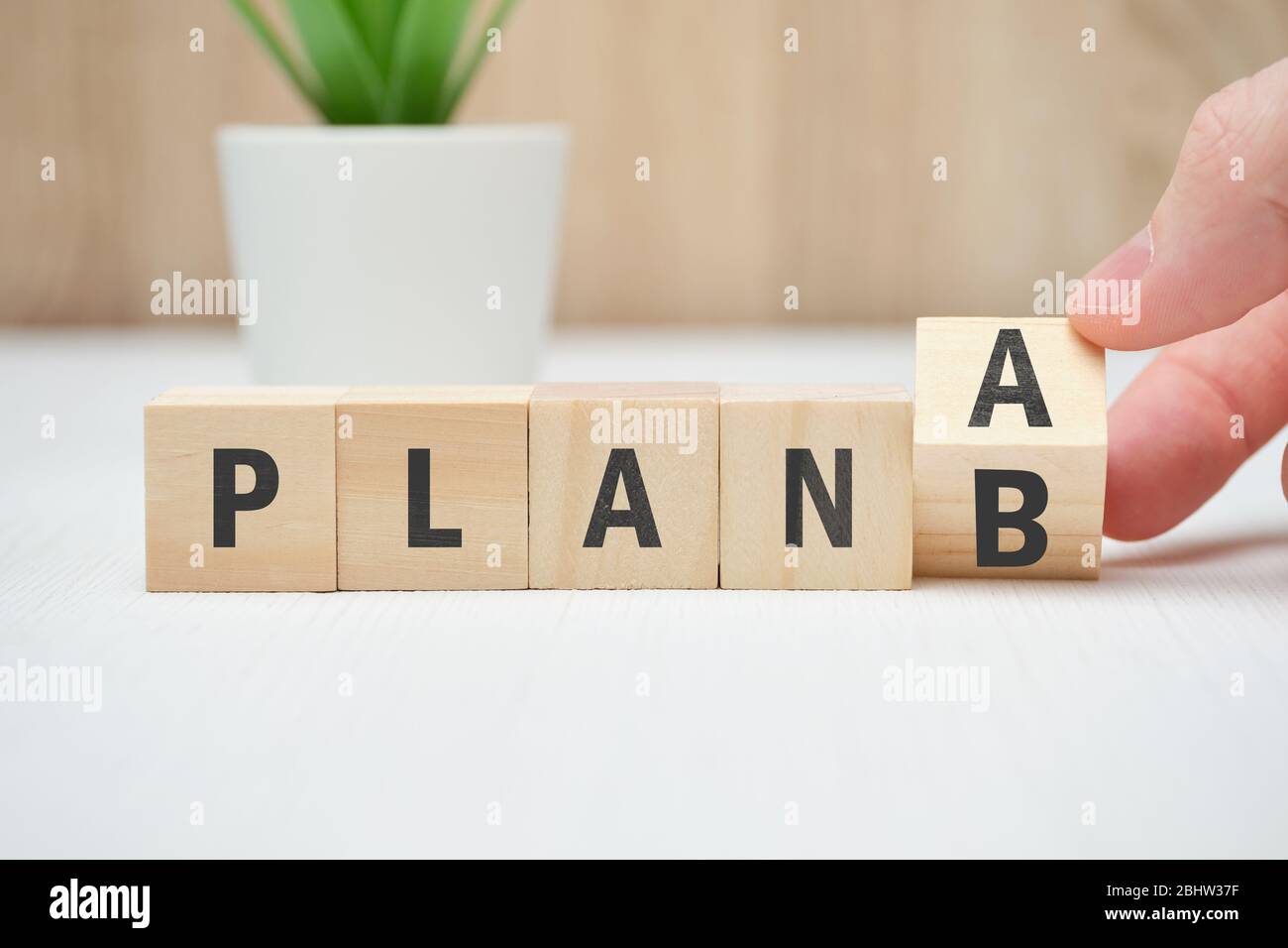 Konzept von Plan A und B als Alternative und Notfallmaßnahmen. Nahaufnahme. Stockfoto