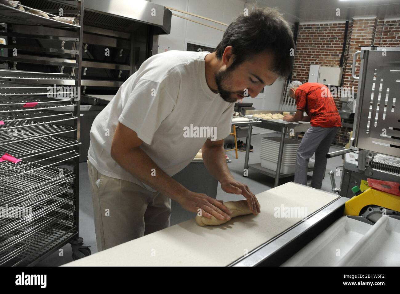 Herstellung von Bio-Brot Stockfoto