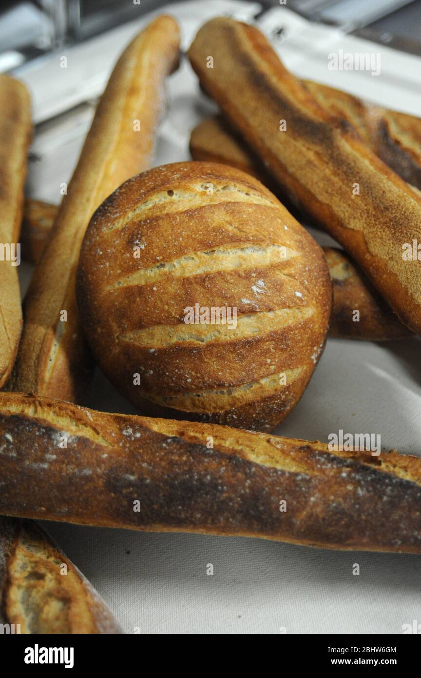 Herstellung von Bio-Brot Stockfoto