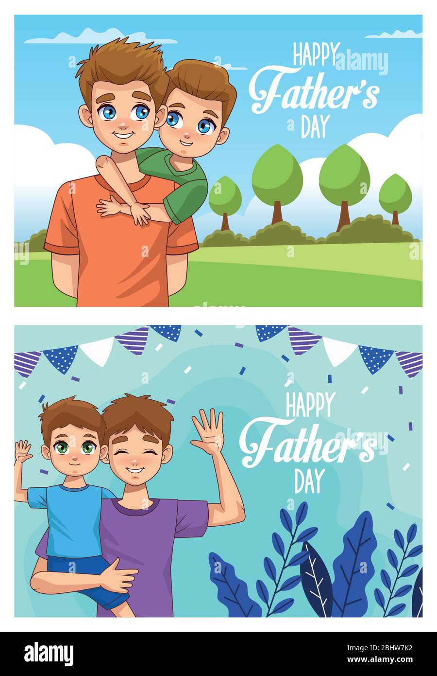 Vatertag Karte mit daddies trägt Söhne Zeichen Stock Vektor