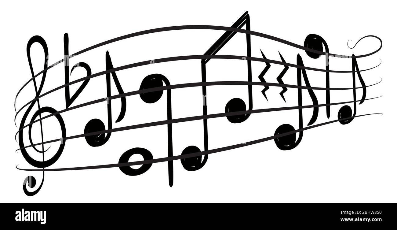 Noten und G-Clef auf а Musik Personal, dekoratives Element für Ihre Konstruktion. Stock Vektor