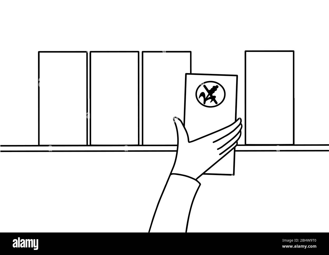 Kunden wählen und kaufen glutenfreie Produkte in Lebensmittelgeschäften Regale. Darstellung der Linienart Stock Vektor