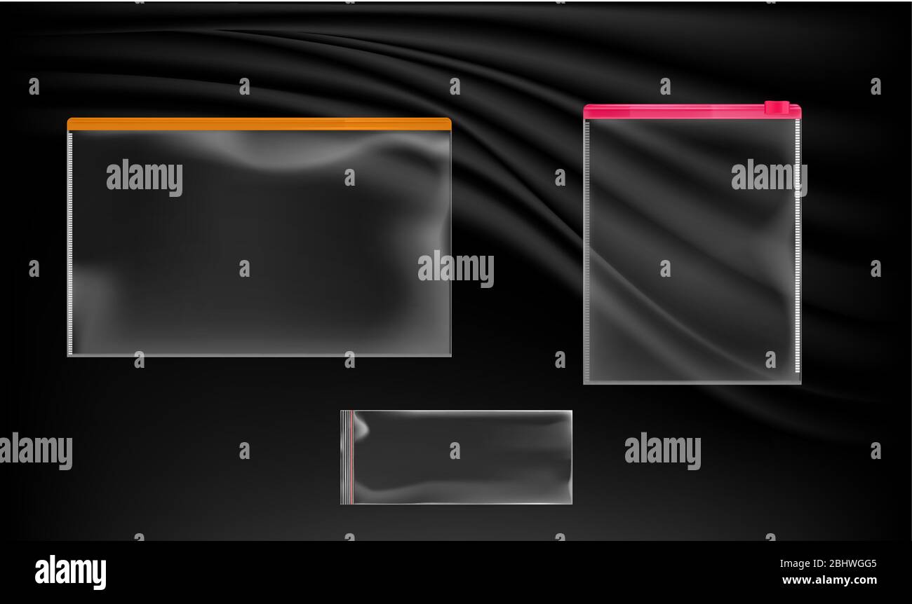 Mock-up-Illustration von transparenten Tasche mit Schloss auf abstraktem Hintergrund Stock Vektor