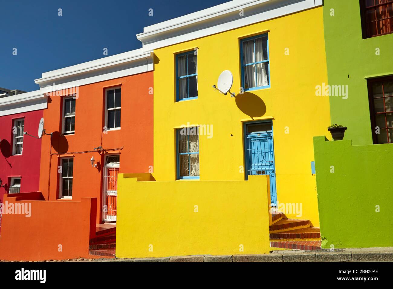 Bunte Häuser, Bo-Kaap, Kapstadt, Südafrika Stockfoto