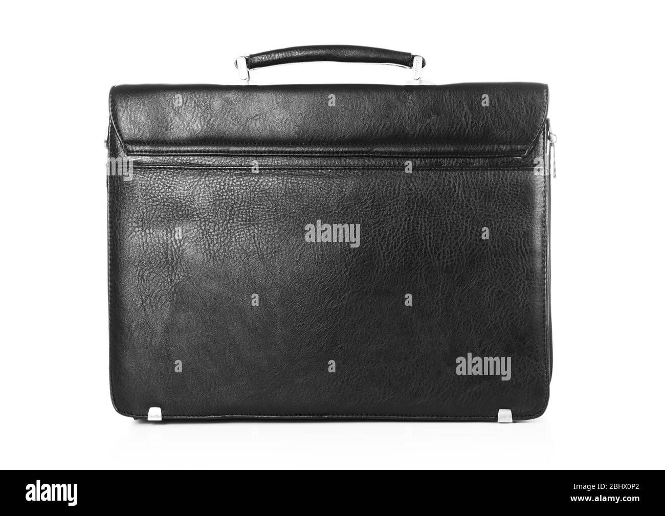 Schwarze Ledertasche isoliert auf weiß Stockfoto