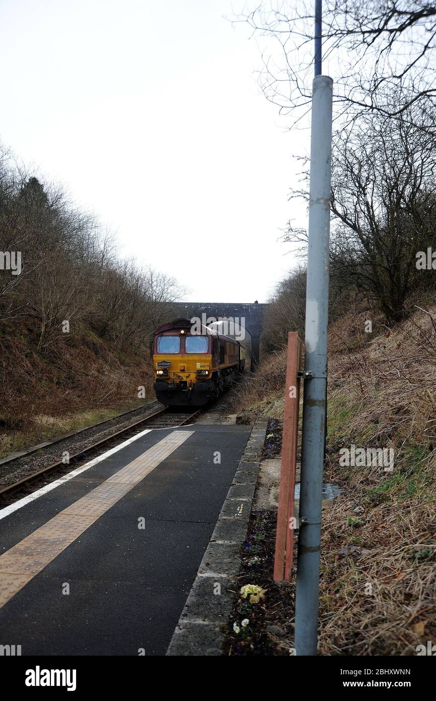 '66079 James Nightall GC' bei Sugar Loaf Halt mit der 'Heart of Wales Wanderer' Railtour für Pathfinder Tours. Stockfoto