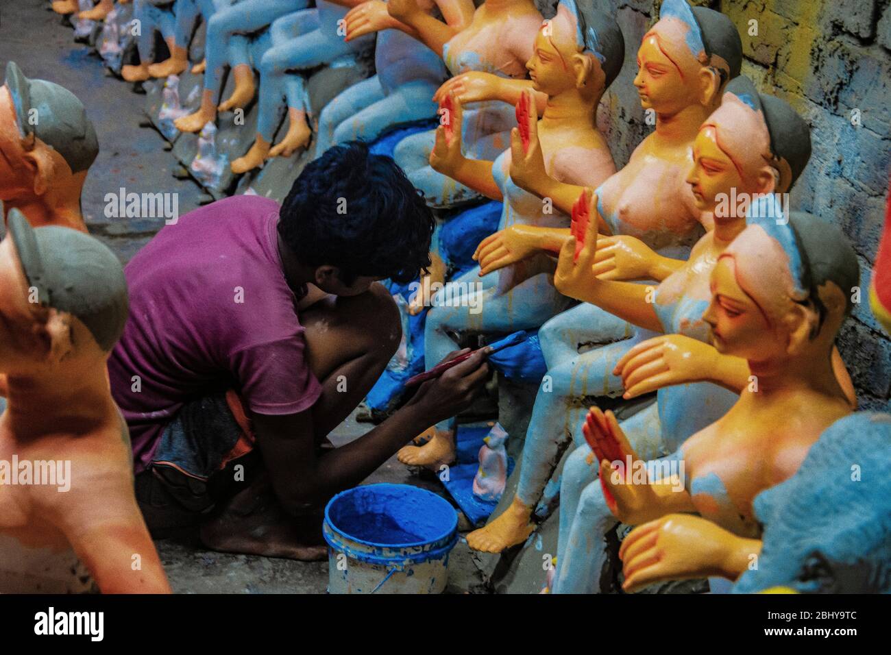 Laxmi Idol Wird In Kumartuli Vorbereitet Stockfoto