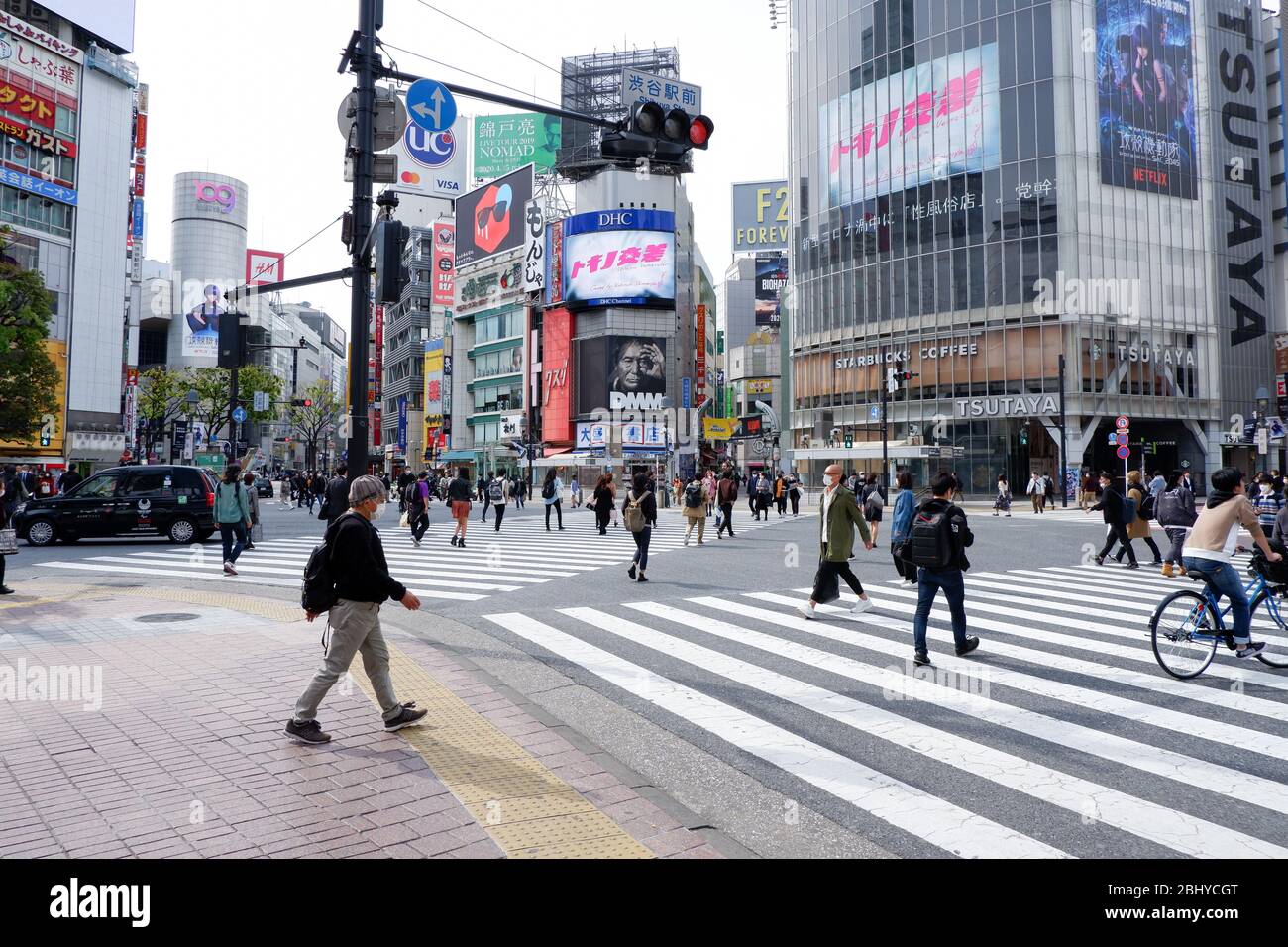 Tokio, Japan - 15. April 2020 : Shibuya-Überfahrt während der Verbreitung des Coronavirus Stockfoto