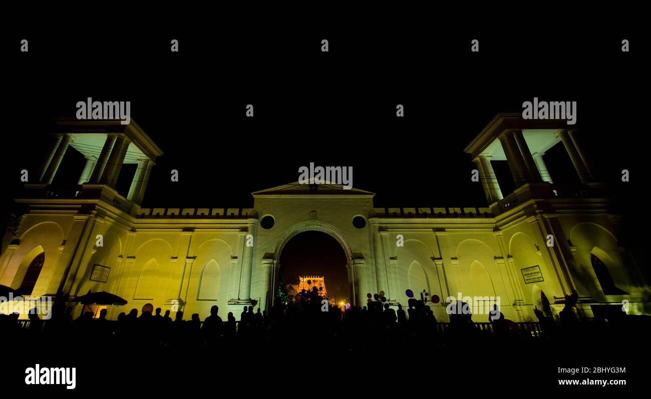 Die alte Stadt war alle innerhalb der Festung auf vier Seiten mit dem Sri Padmanabha Swamy Tempel in der Mitte. Thiruvananthapuram, kerala, Indien Stockfoto