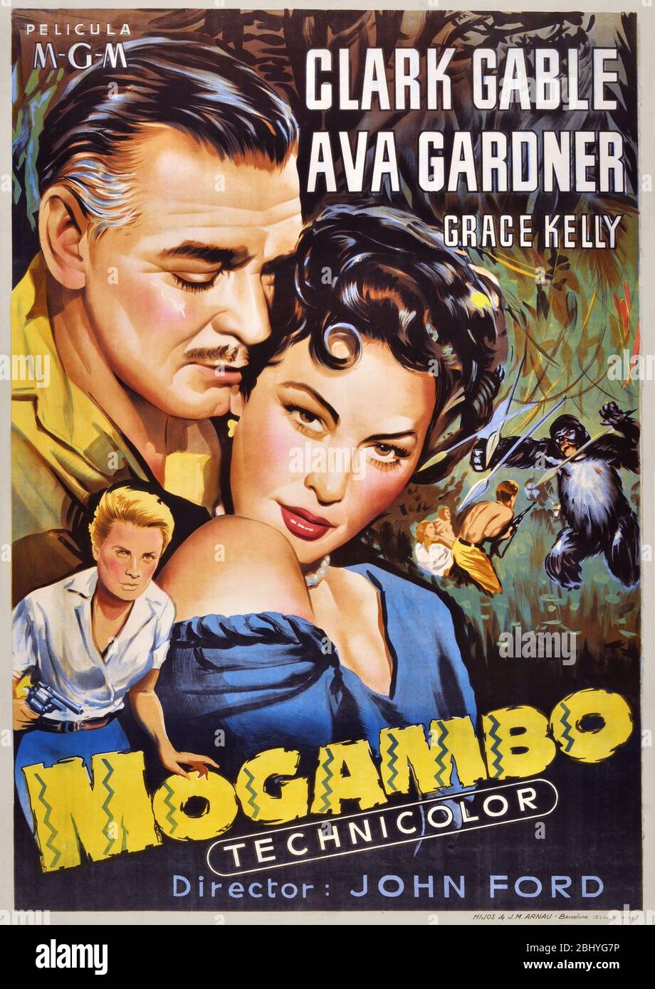 Mogambo Jahr: 1953 USA Regie: John Ford Ava Gardner, Clark Gable Amerikanisches Plakat Stockfoto