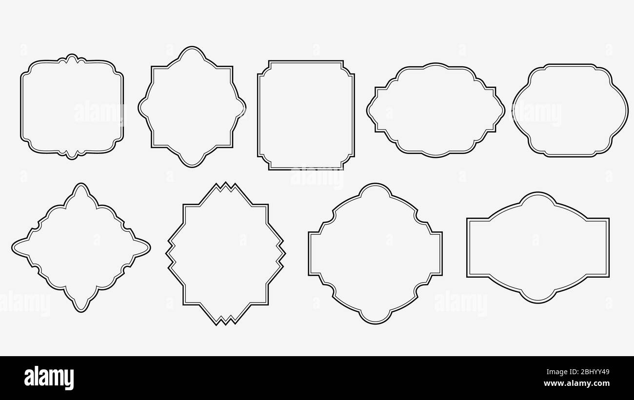 Set aus Rahmen im Vintage-Stil mit verzierten Ornamenten Stockfoto