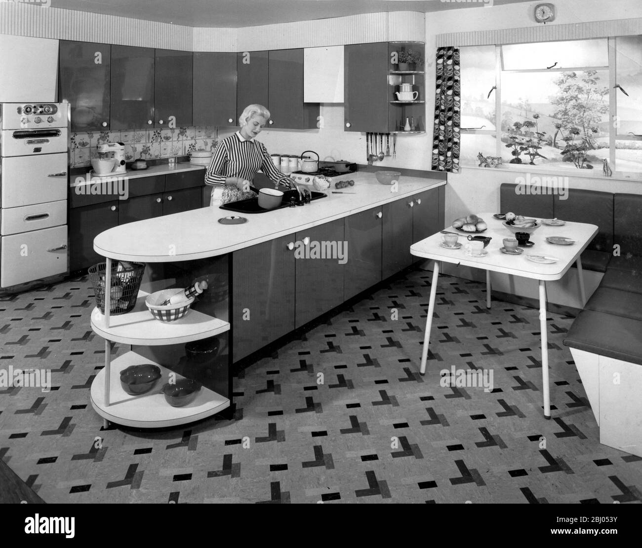 Kücheneinrichtung 1960 Stockfoto