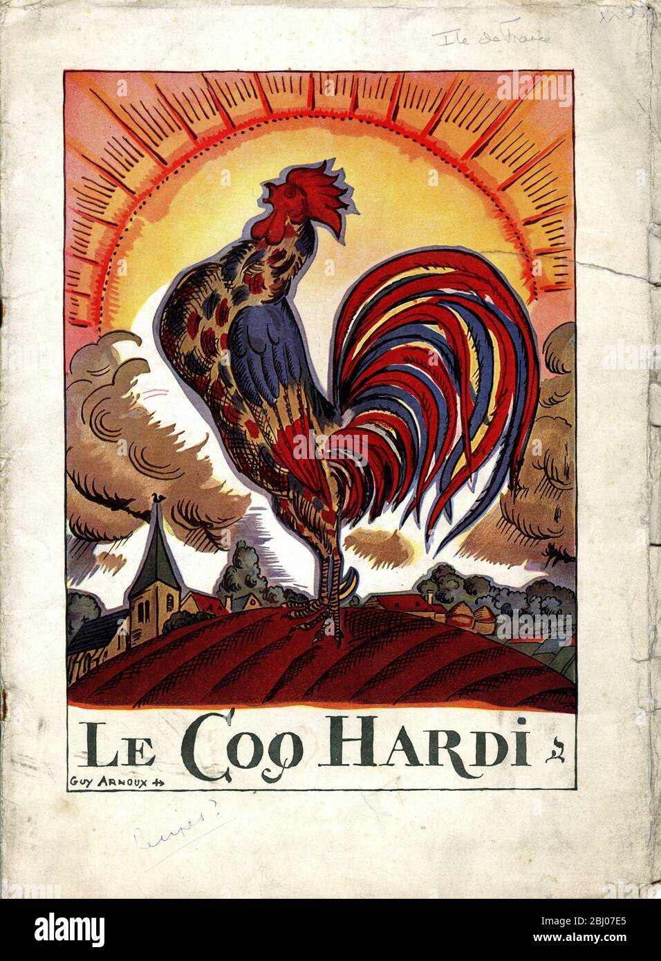 Carrier Collection of Menus - Le Coq Hardi - Bougival, Paris, Frankreich Stockfoto