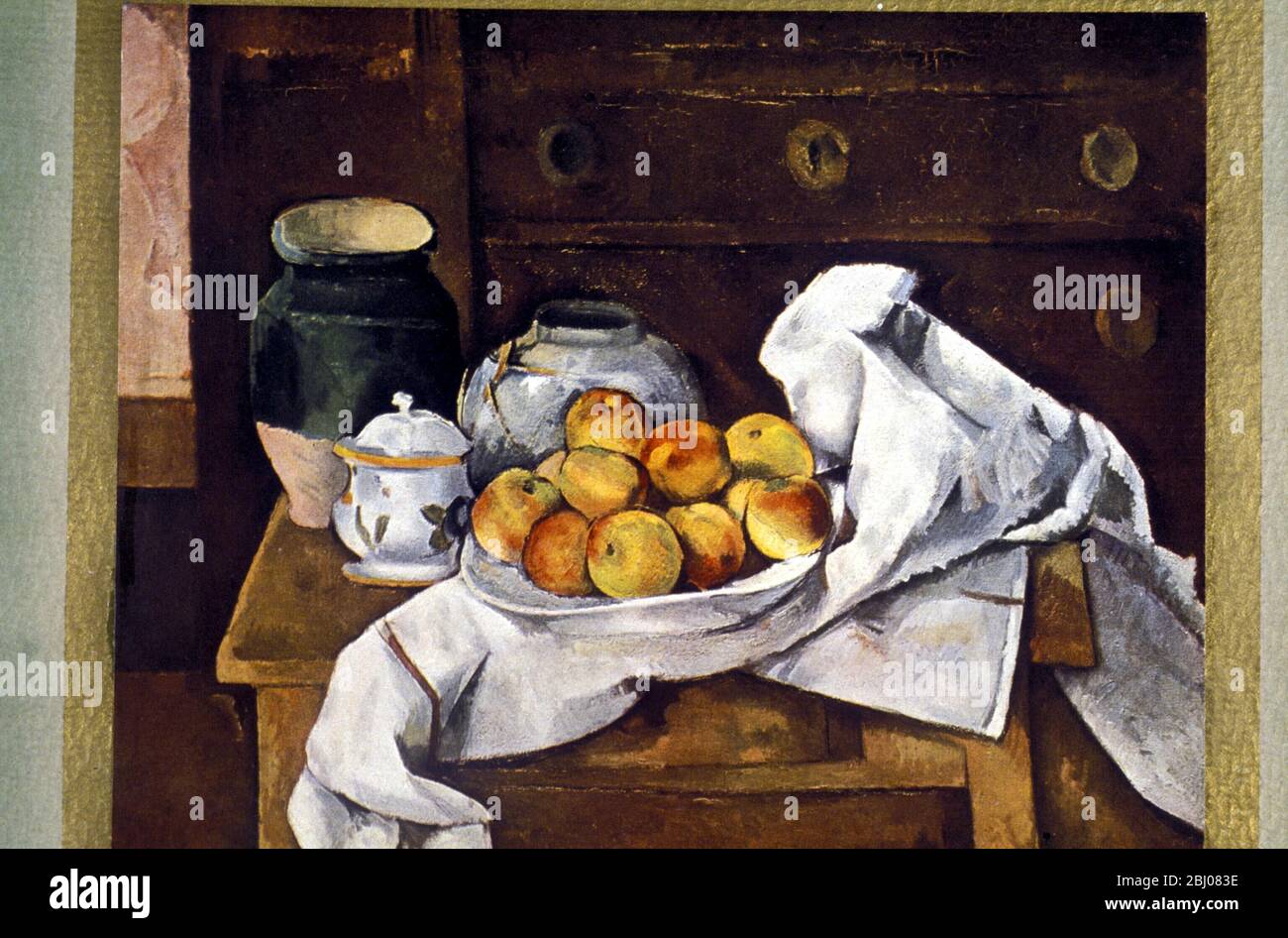 Stillleben - von Paul Cezanne - Paul CŽzanne (19. Januar 1839 - 22. Oktober 1906) war ein französischer Maler, der die Brücke vom Impressionismus zum Kubismus darstellt. Gilt als Vater der modernen Kunst Stockfoto