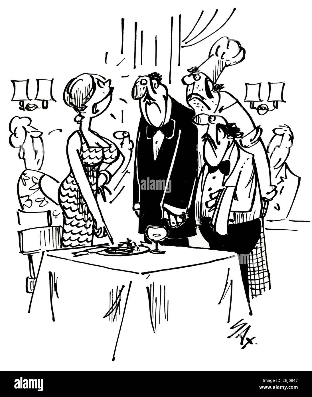 Cartoon von Sax - Kampf der Geschlechter - Sie nennen diese Nouveau-Küche Stockfoto