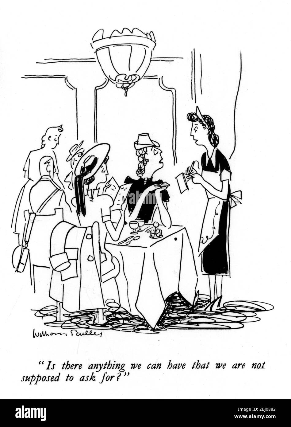 Karikatur zum Zweiten Weltkrieg. Gibt es etwas, was wir haben können, um das wir nicht bitten sollen? - Stockfoto