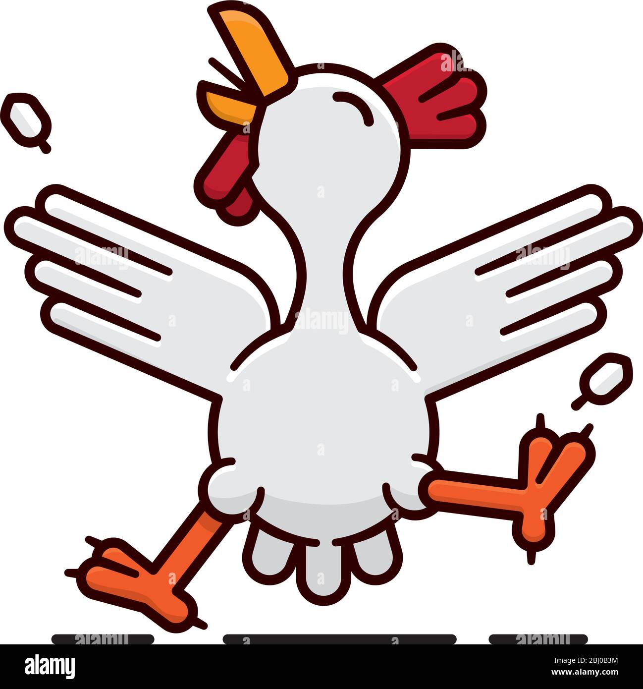 Tanzendes Huhn isoliert Vektor Illustration für Chickendance Day am 14. Mai. Fröhliche Cartoon Henne Charakter Farbe Symbol. Stock Vektor