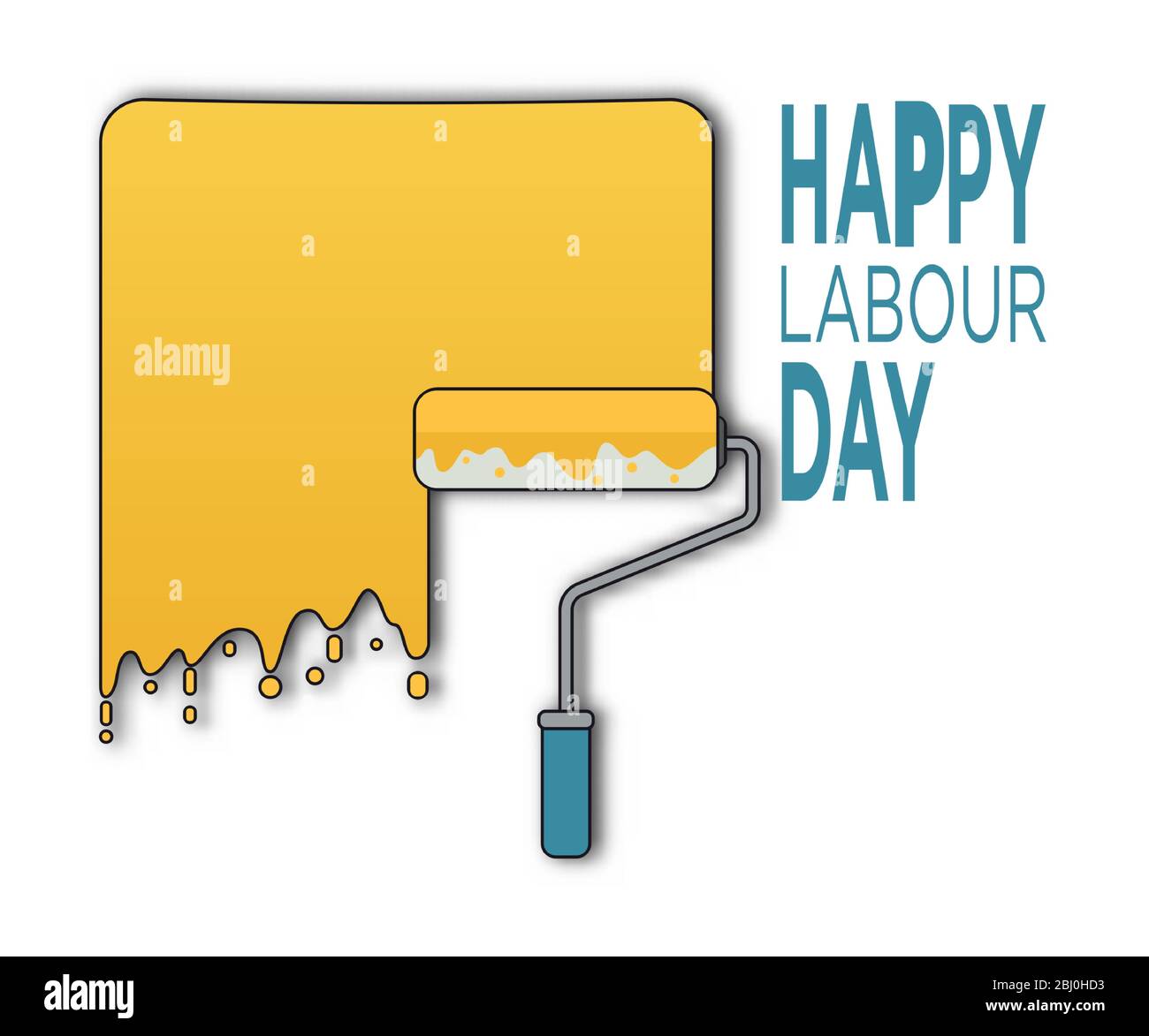 Poster zum Happy Labor Day. 1. Mai Internationaler Tag Der Arbeit. Illustration der Malerei der gelben Wand. Stock Vektor