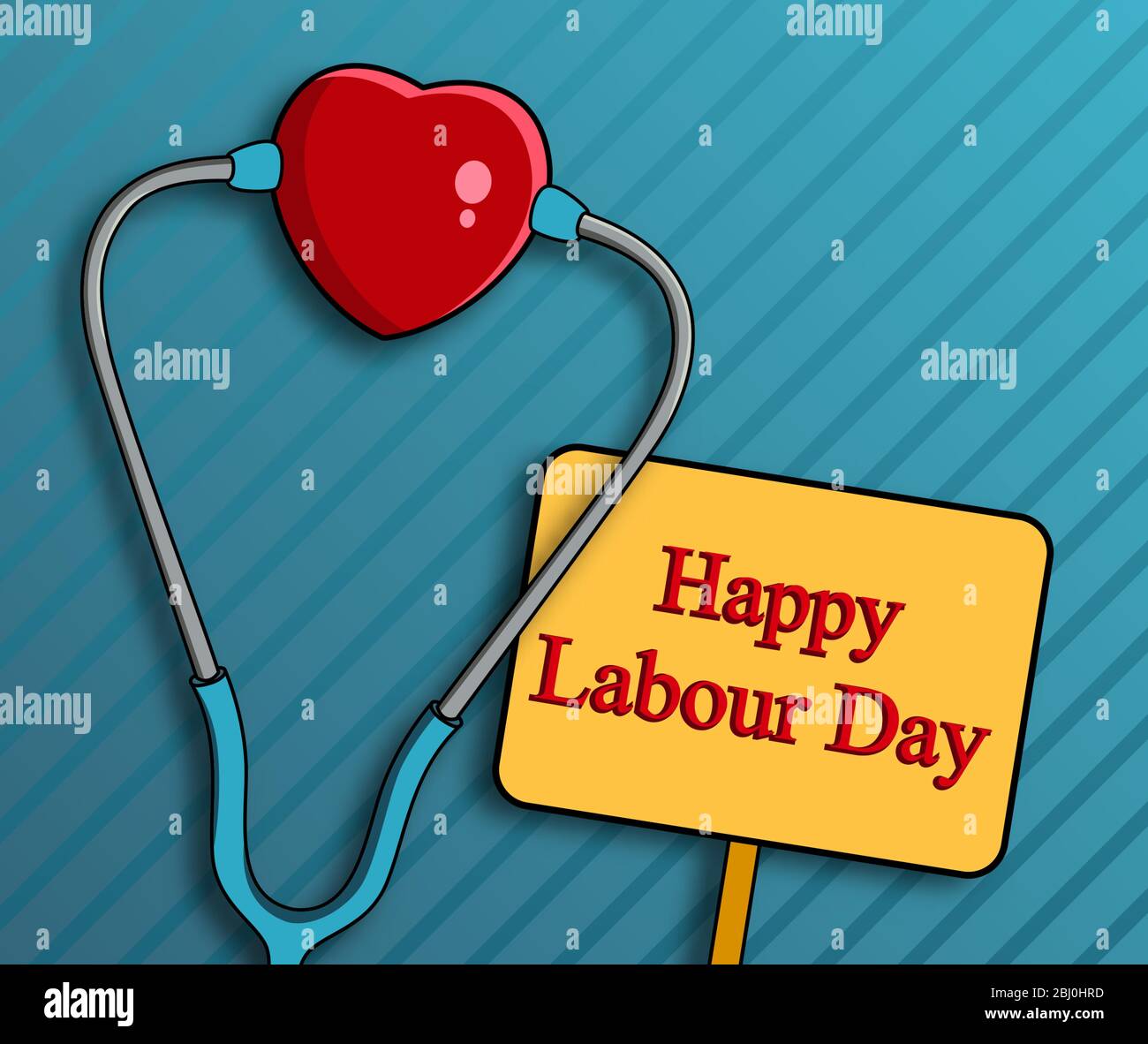 Happy Labor Day Poster oder Banner-Design. 1. Mai Internationaler Tag Der Arbeit. Abbildung eines Stethoskops. Stock Vektor
