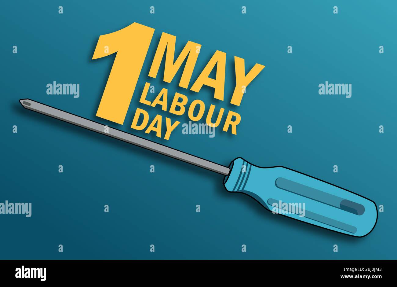 Happy Labor Day Poster oder Banner-Design. 1. Mai Internationaler Tag Der Arbeit. Mit Illustrationen von blauen Schraubendrehern und Schreibarbeit Labor Day. Stock Vektor