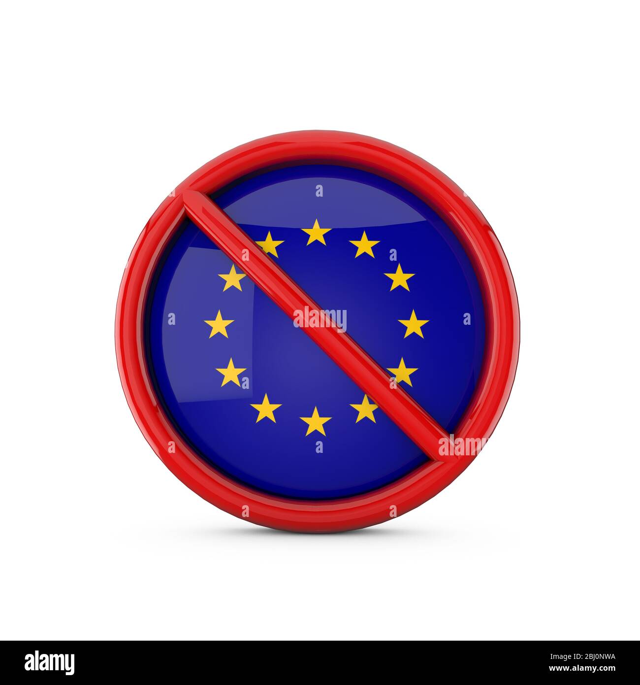 Flagge der Europäischen Union verboten kein Eintragssymbol. 3D-Rendering Stockfoto