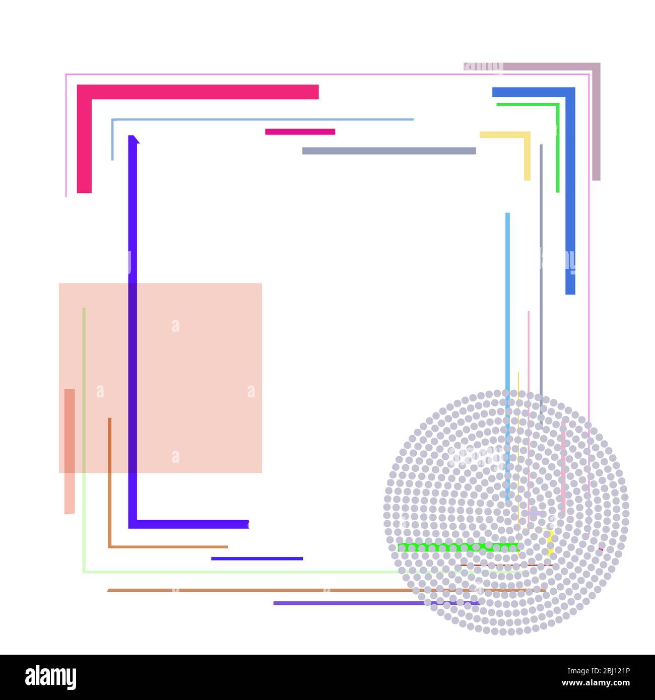 Farbige Rechtecke, Linien und Punkte Stockfoto
