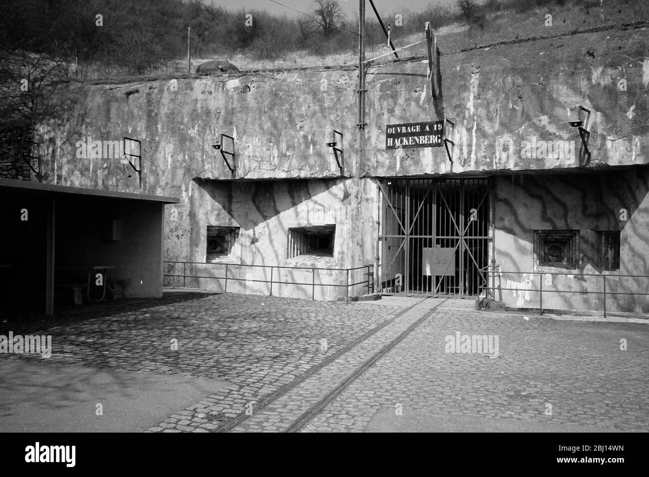 Fort Hackenberg Bunkersystem Teil der Maginot Linie, die als Verteidigung nach dem Ersten Weltkrieg entlang des Rheins, Elsass, Frankreich gebaut wurde Stockfoto