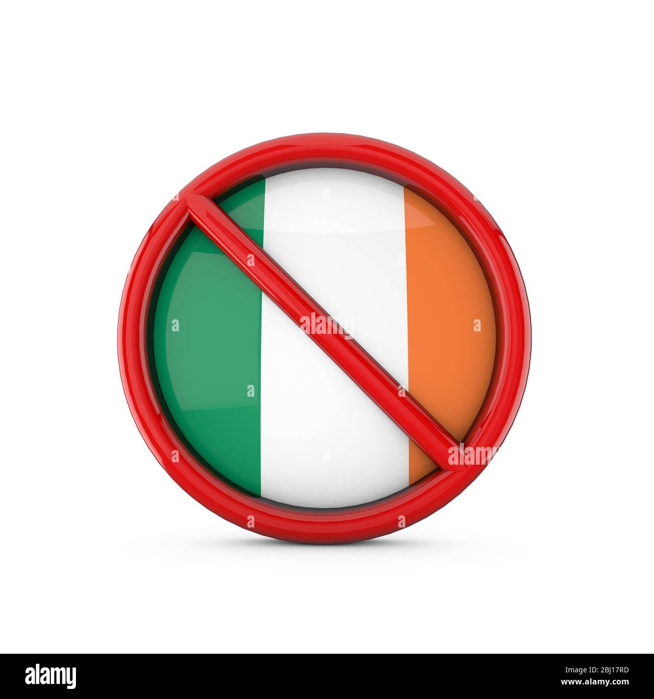 Irland Flagge verboten kein Eintrag Symbol. 3D-Rendering Stockfoto